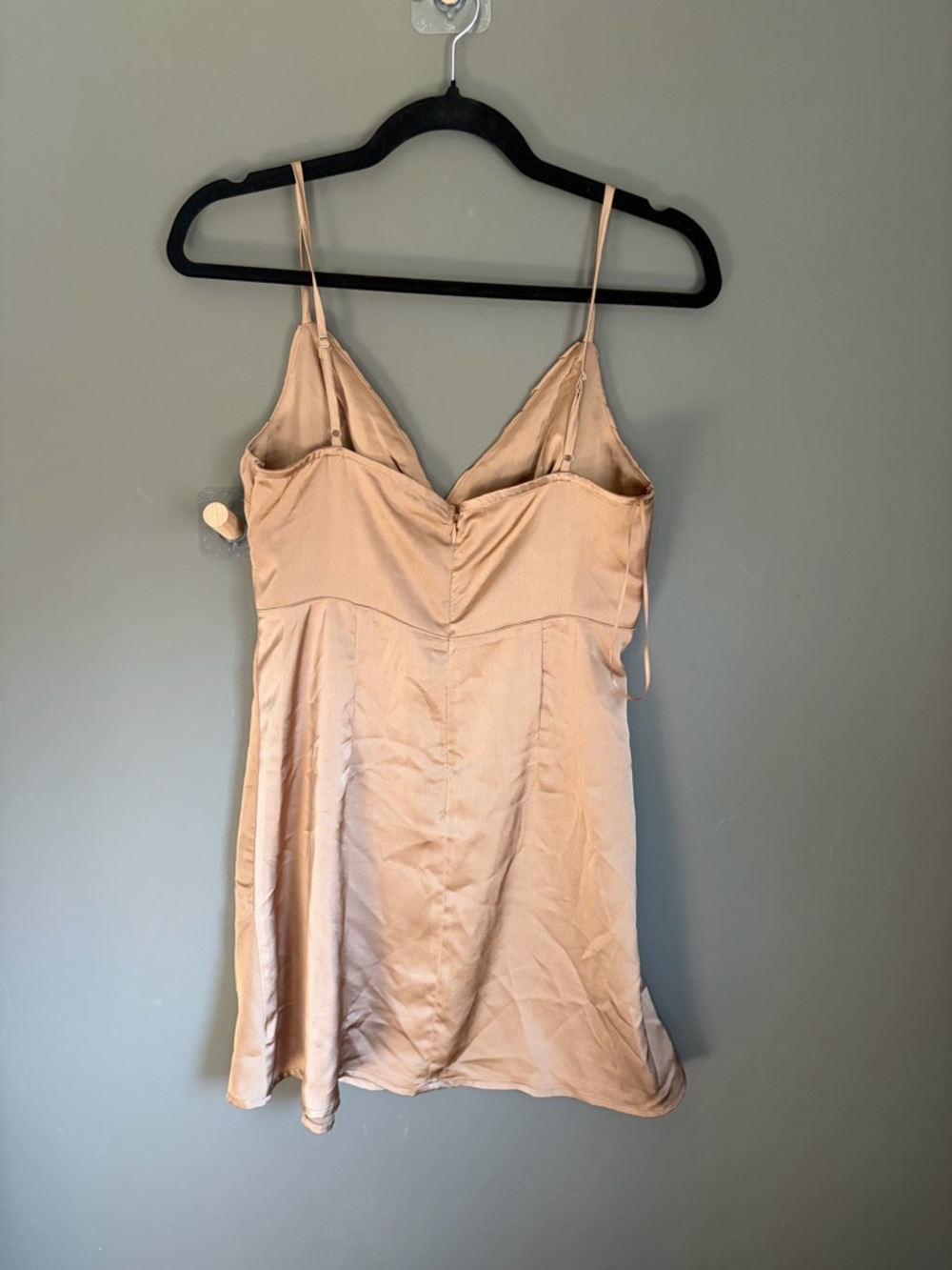 Mocha/Golden Satin Slip Dress with Pleated Bust - Picture 2 of 4